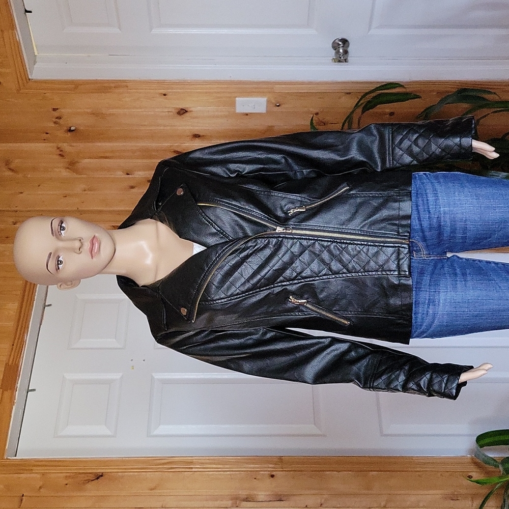 Art Class Faux Leather Quilted Moto Jacket XL (14/16)